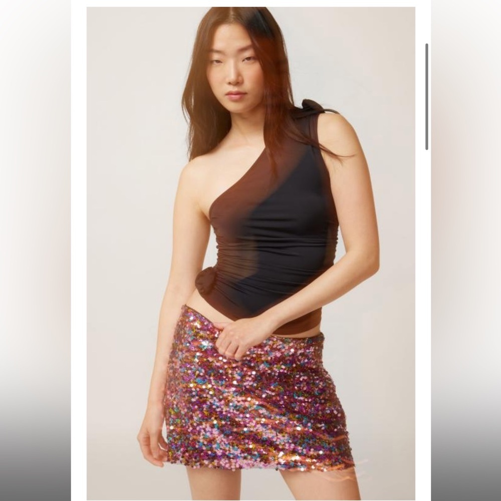 Urban Outfitters Pink Silver Sequin Mini Skirt Small